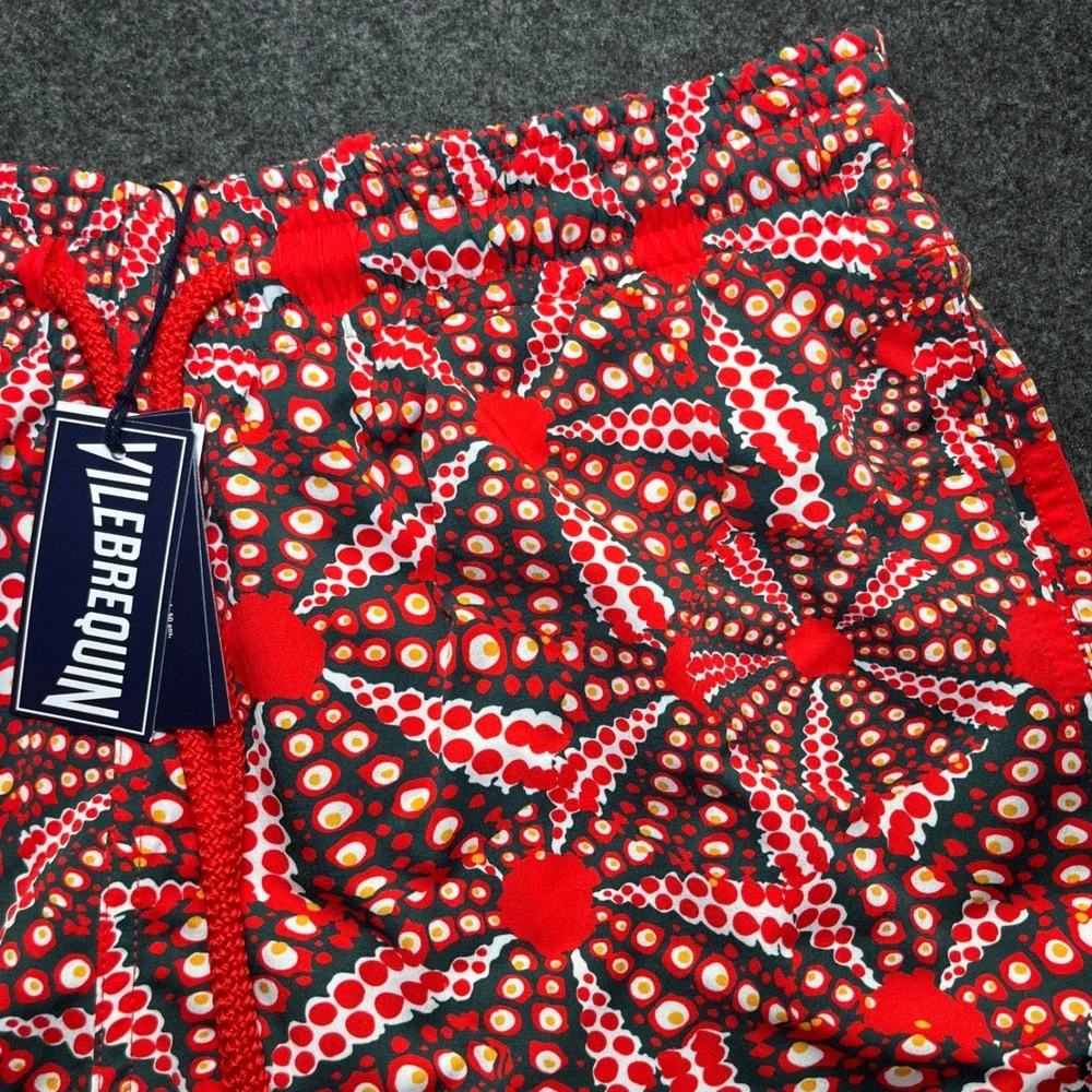 Vilebrequin Swim Shorts Mens L Red NWT Okorise Geometric Starburst Trunks
